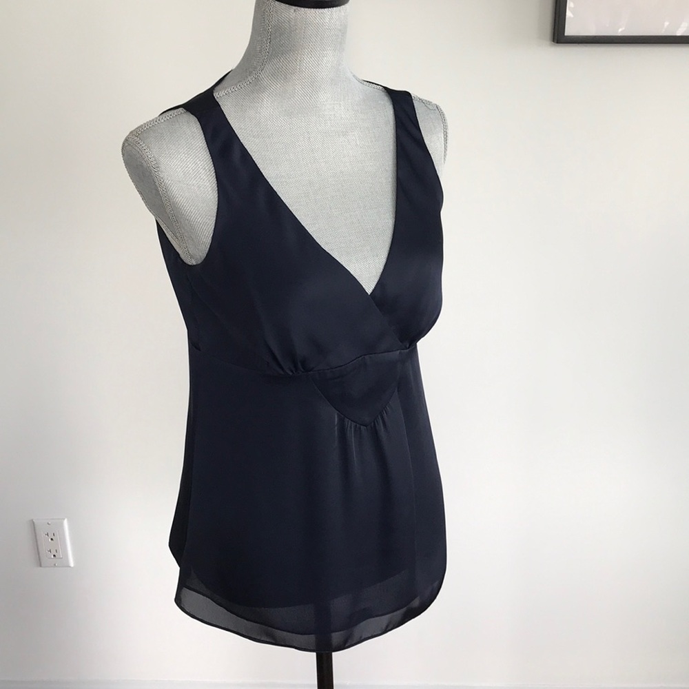 LOFT Navy satin top, 6.